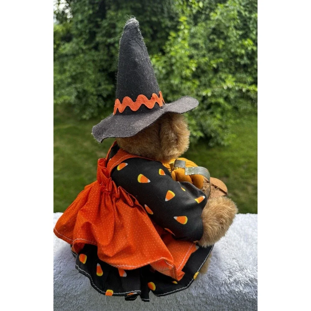 VTG 1992 Signed Artist Made Halloween Witch Bear Plush 14